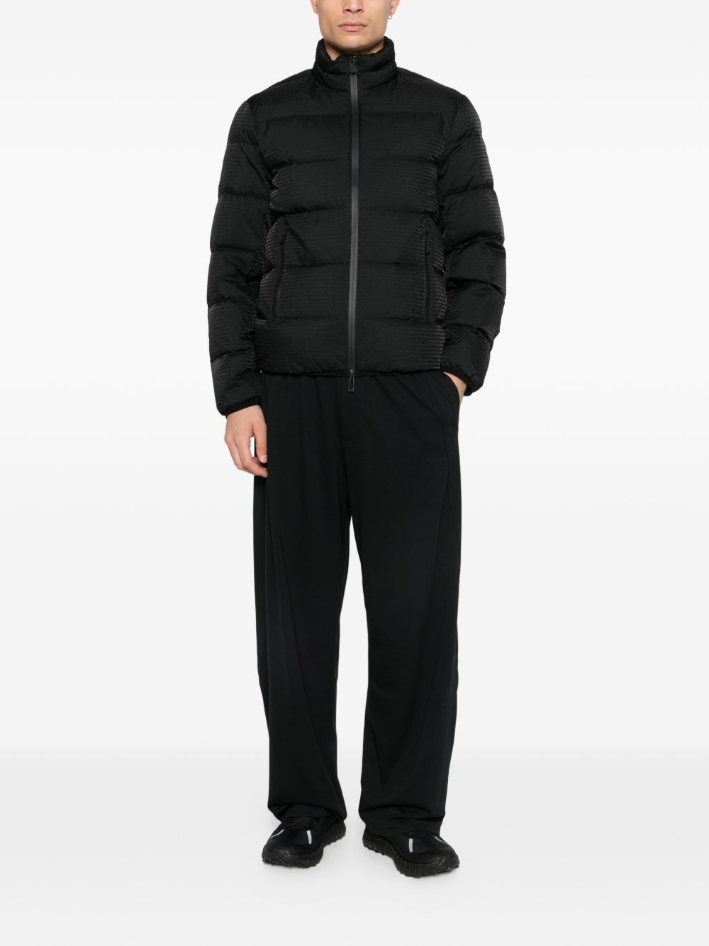 Emporio Armani Essential Gequilte Jacquard Eagle Donsjas Zwart Jackets Emporio Armani