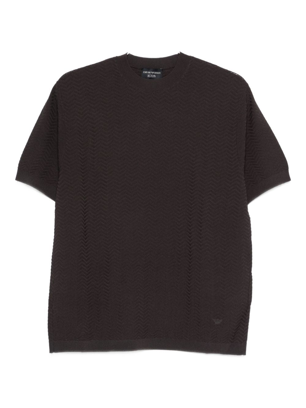 Emporio Armani Icon Chevron Gebreide T-shirt in het Bruin Topwear Emporio Armani