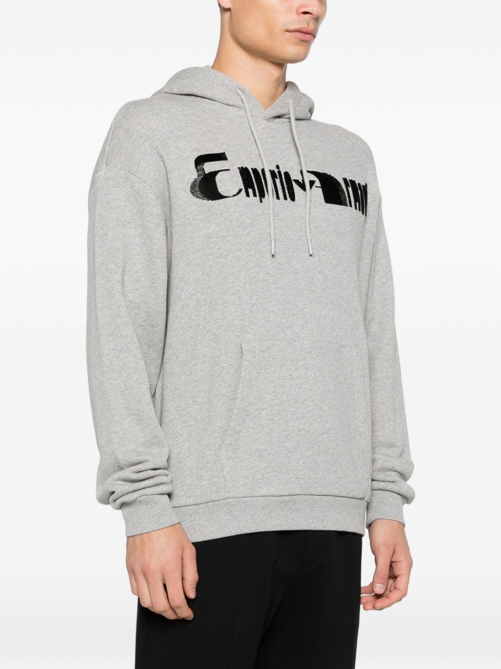 Emporio Armani Soft-Touch Jersey Hoodie Geflockt Logo Grijs Topwear Emporio Armani