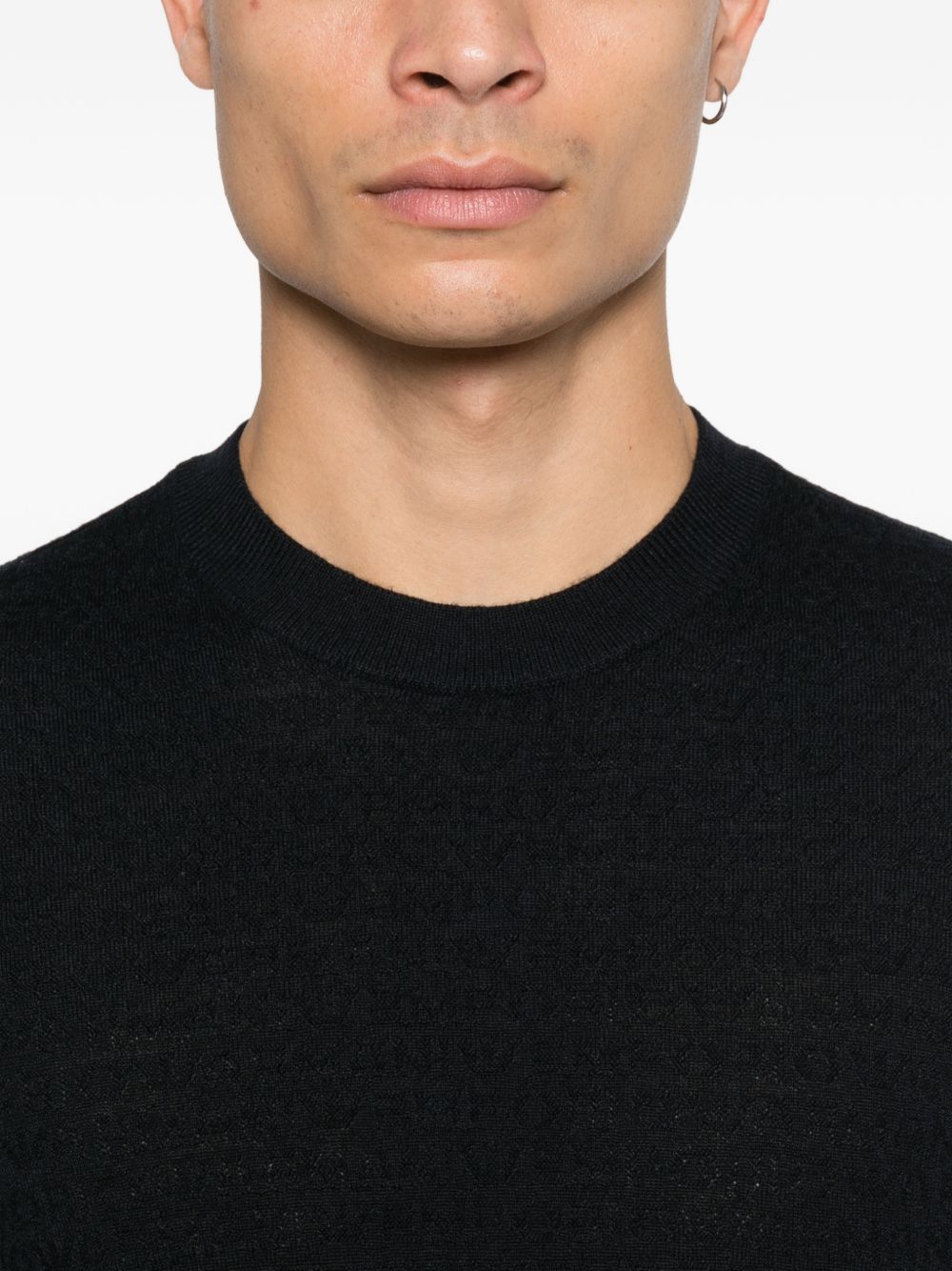 Ronde hals en reliëfstructuur van Emporio Armani trui