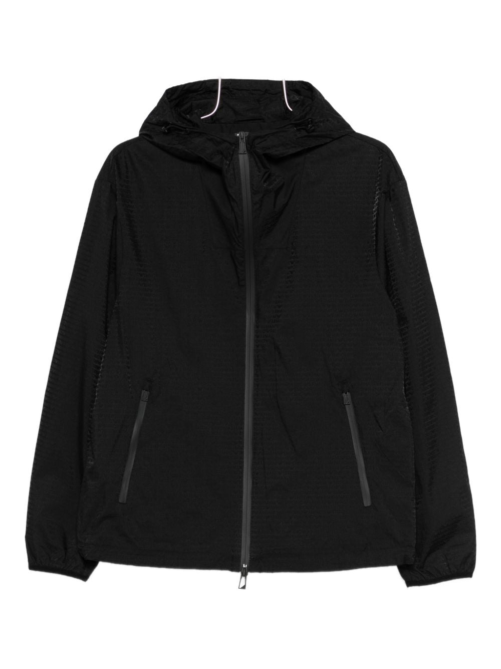 Emporio Armani Waterafstotend Nylon Blouson Jack met Capuchon Zwart Jackets Emporio Armani