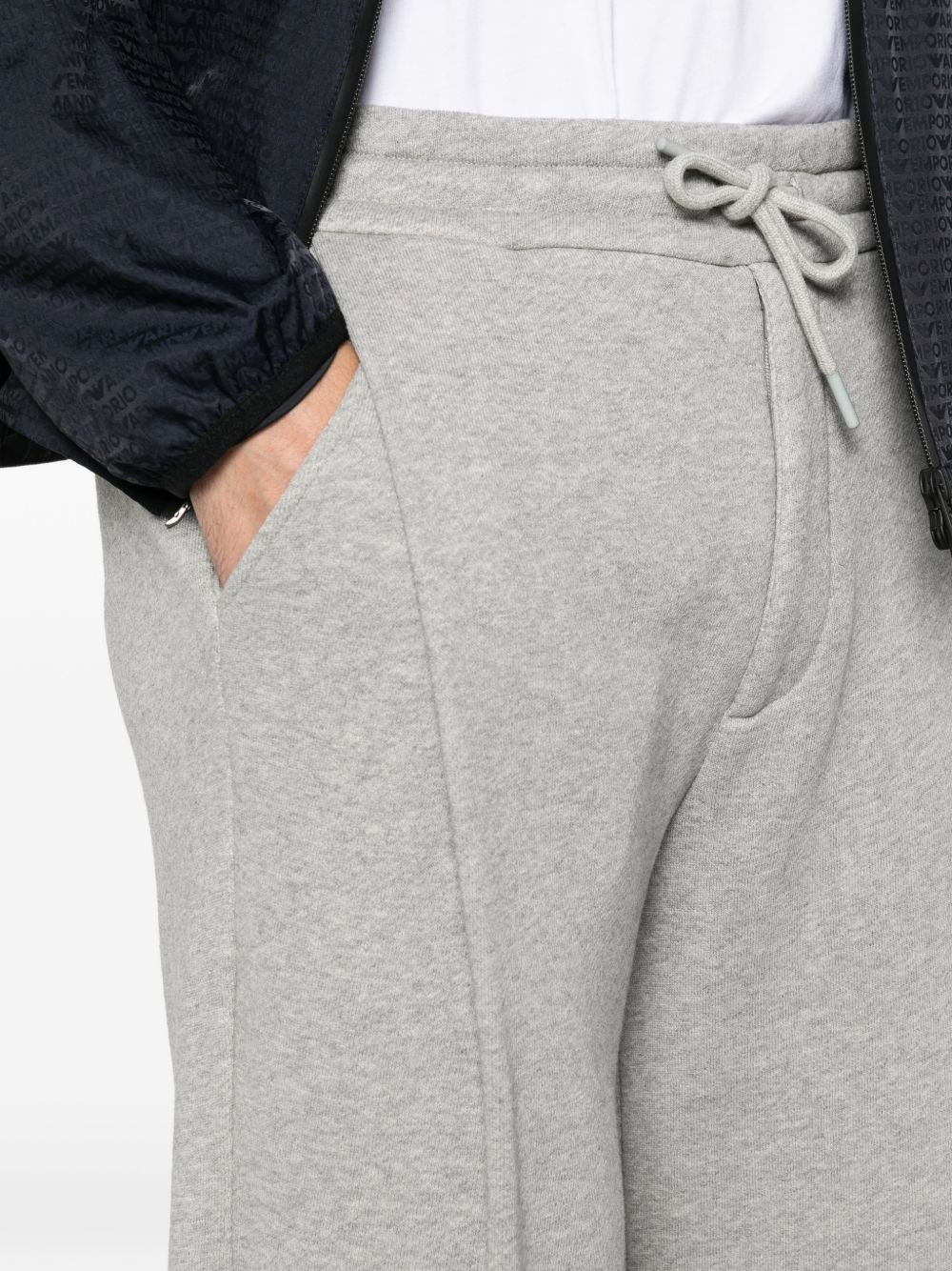 Emporio Armani Katoenen Jogger met Trekkoord Grijs Gemêleerd Trousers Emporio Armani