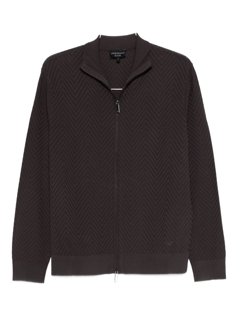 Emporio Armani Icon Viscose Chevron Vest met Rits Bruin Topwear Emporio Armani