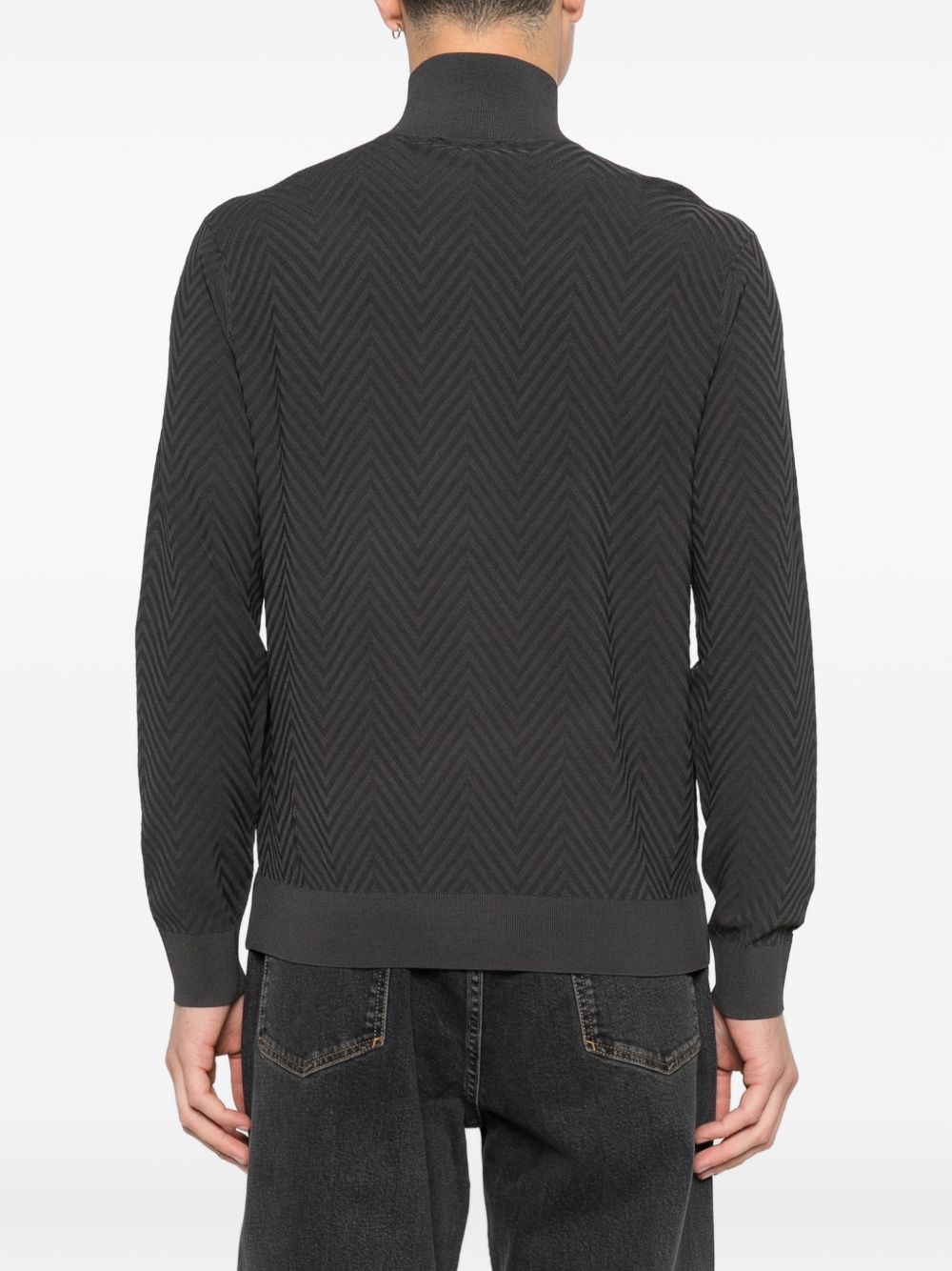 Emporio Armani Icon Viscose Chevron Vest met Rits Bruin Topwear Emporio Armani