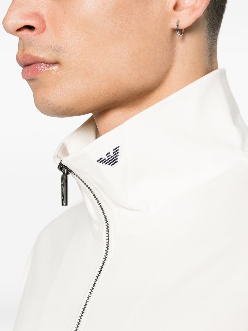 Emporio Armani Mock-Neck Jersey Trui met Halve Rits Ecru Topwear Emporio Armani