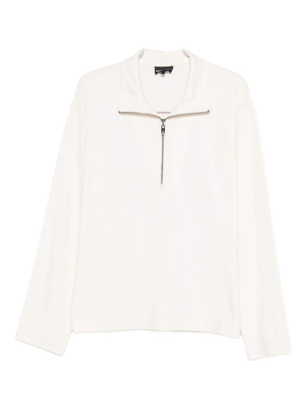Emporio Armani Mock-Neck Jersey Trui met Halve Rits Ecru
