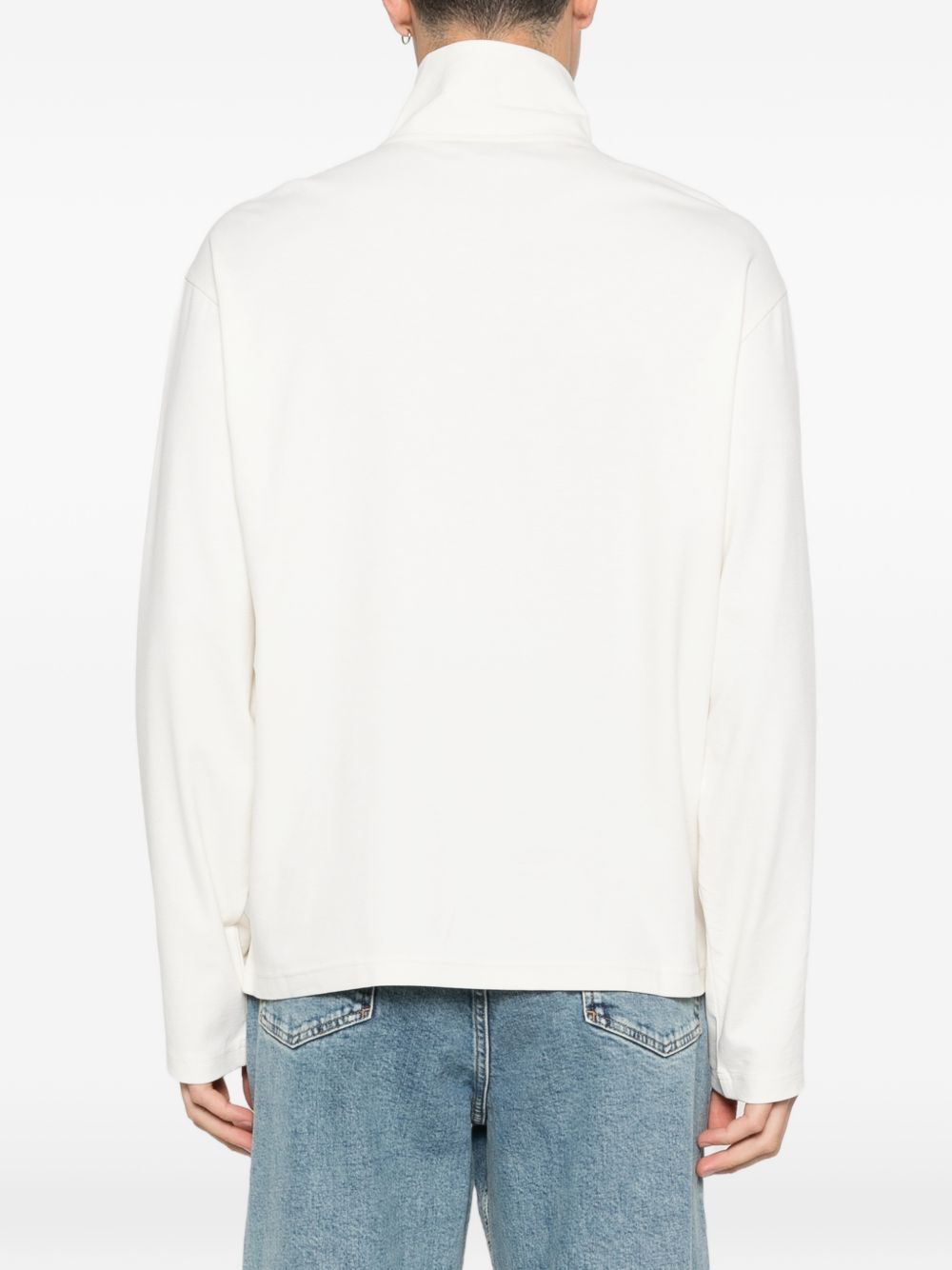 Emporio Armani Mock-Neck Jersey Trui met Halve Rits Ecru Topwear Emporio Armani