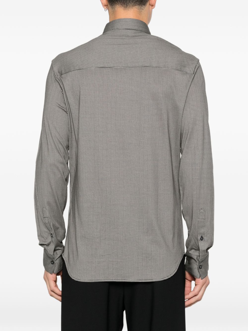 Emporio Armani Lyocell Jersey Overhemd met Micro-Patroon Beige-thumbmail-4