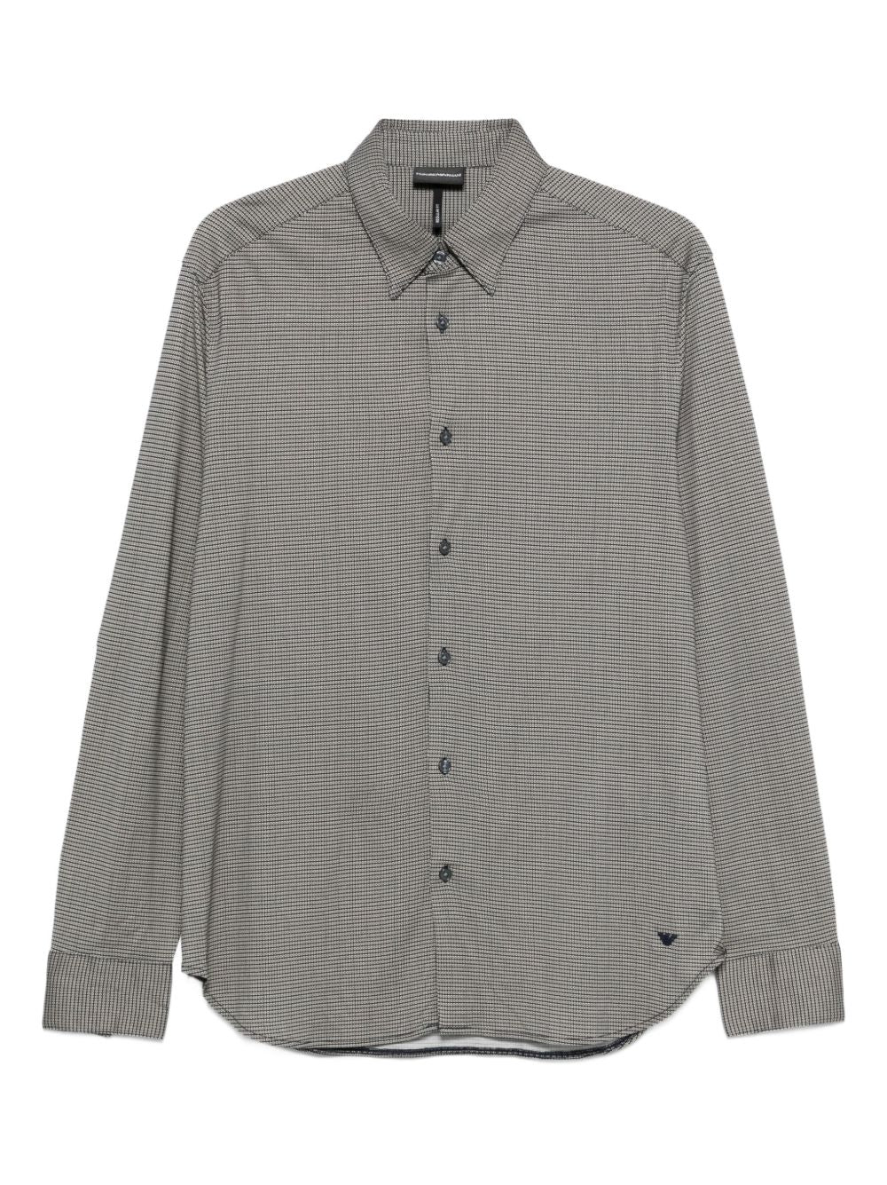Emporio Armani Lyocell Jersey Overhemd met Micro-Patroon Beige-thumbmail-1