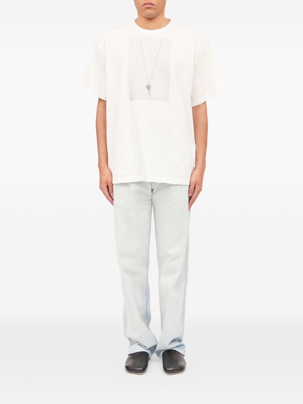 MM6 Maison Margiela T-shirt wit, achteraanzicht met witte stiknaad