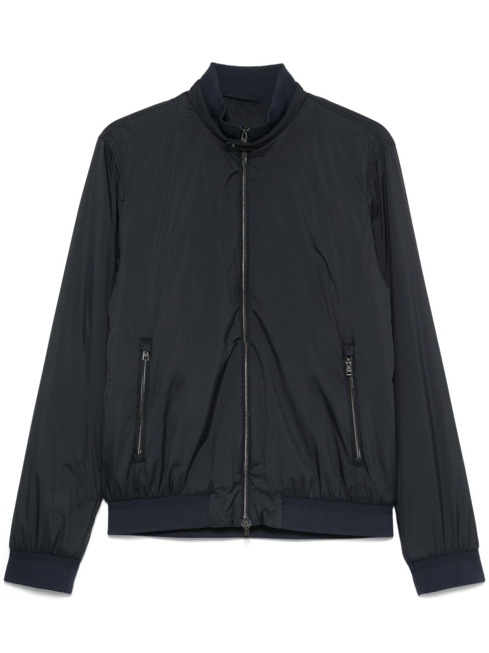 Marineblauw Herno bomberjack met hoge staande kraag en ritssluiting