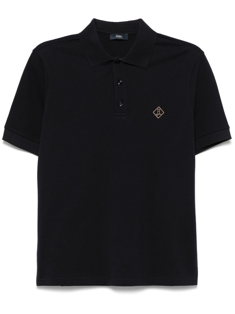 Herno Logo Polo Shirt in Cotton Navy Blue