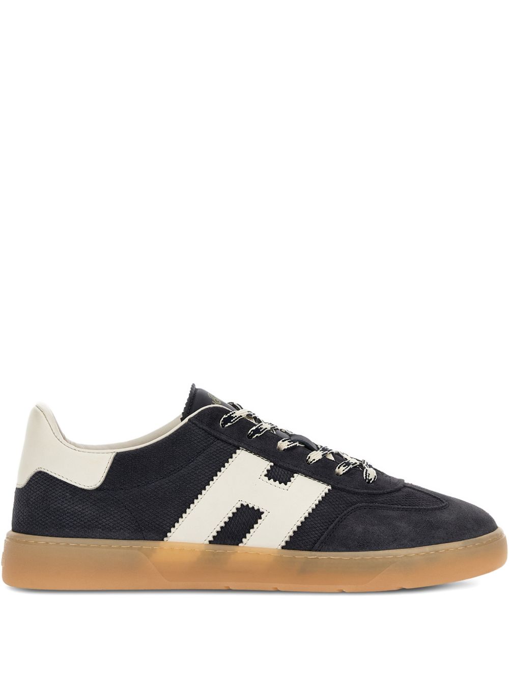 Hogan Leather Sneakers Black White Gum Sole