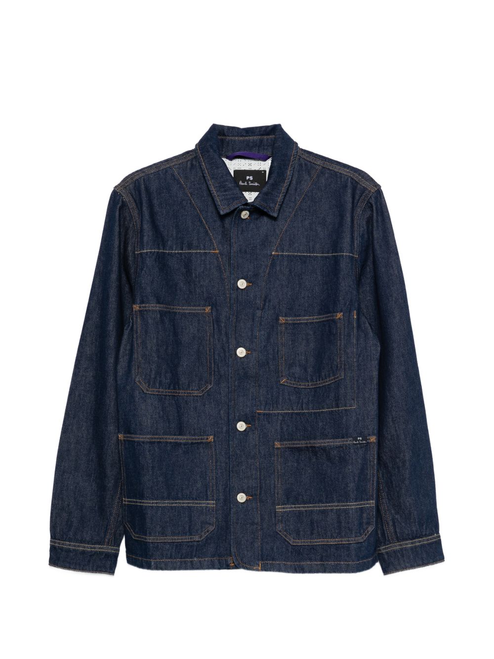 PS By Paul Smith Katoenen Denim Chore Jacket met Contraststiksels Blauw Jackets PS By Paul Smith
