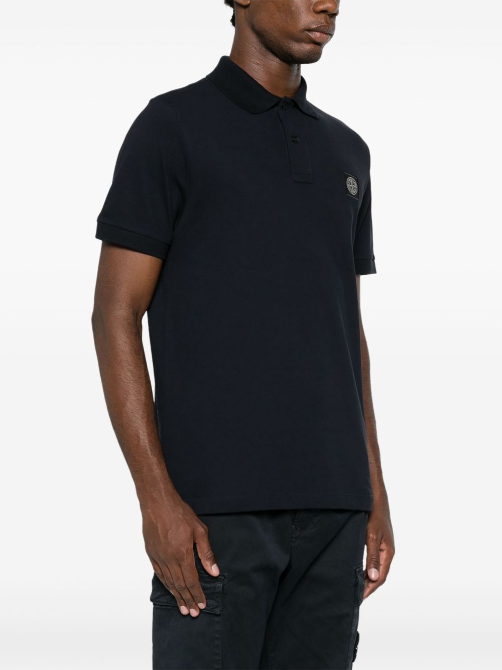 Stone Island Compass Stretch Piqué Polo Marineblauw Polo Stone Island