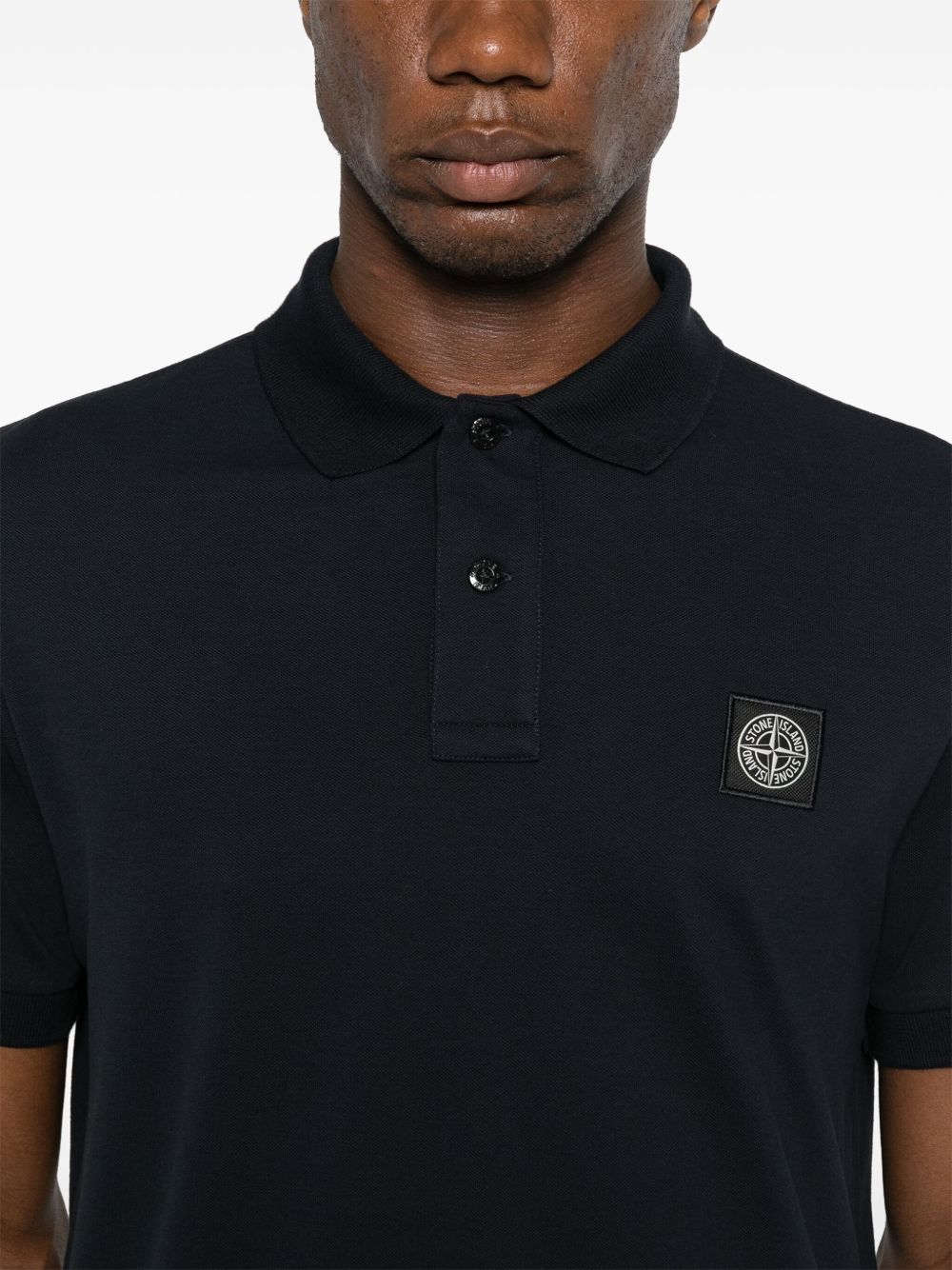 Stone Island Compass Stretch Piqué Polo Marineblauw Polo Stone Island