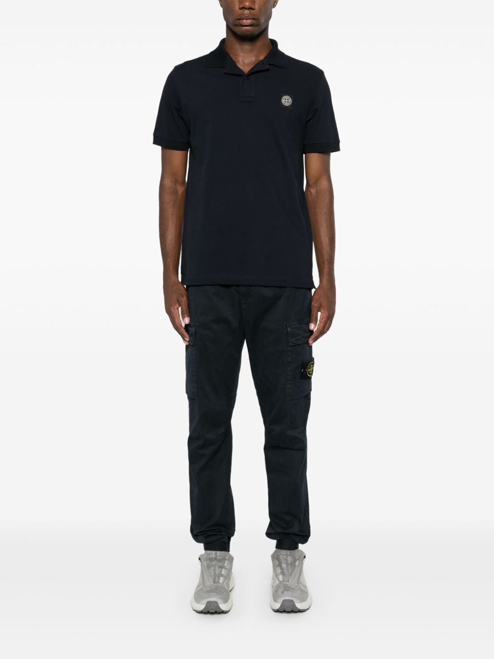 Stone Island Compass Stretch Piqué Polo Marineblauw Polo Stone Island