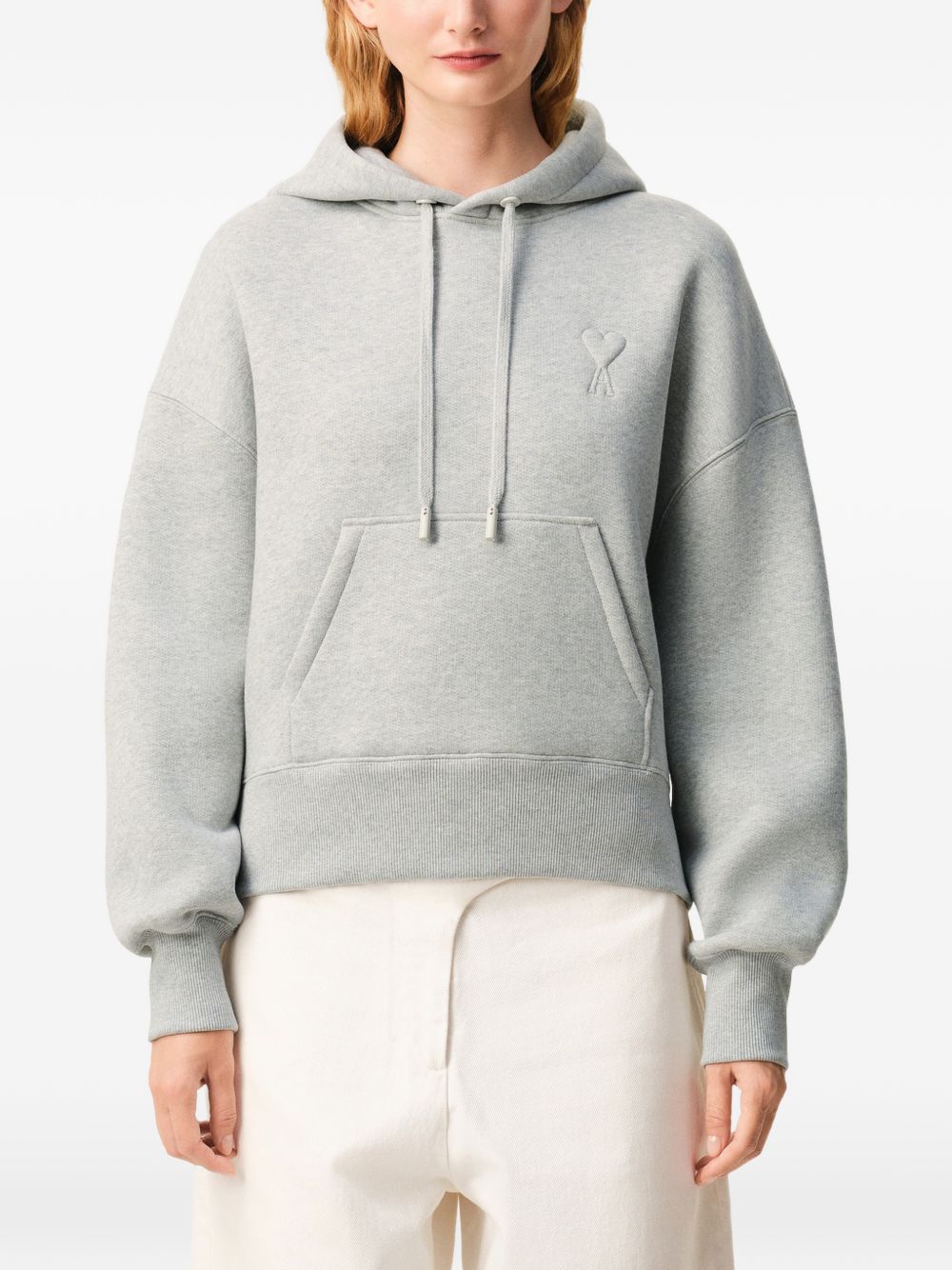 Ami Paris Ami de Coeur Grijze Katoenen Fleece Hoodie Topwear Ami Paris