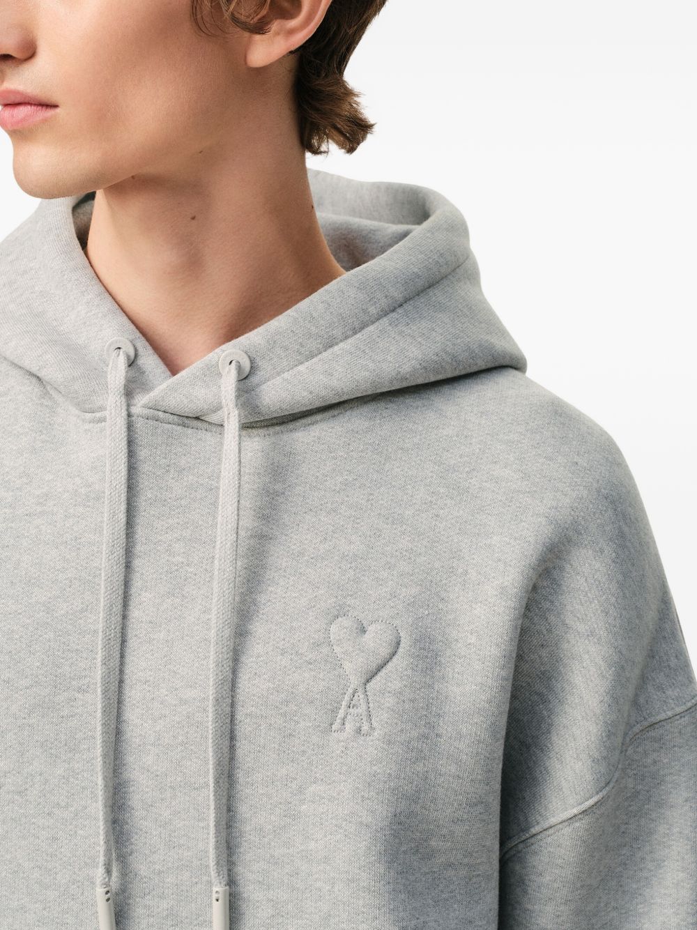 Ami Paris Ami de Coeur Grijze Katoenen Fleece Hoodie Topwear Ami Paris