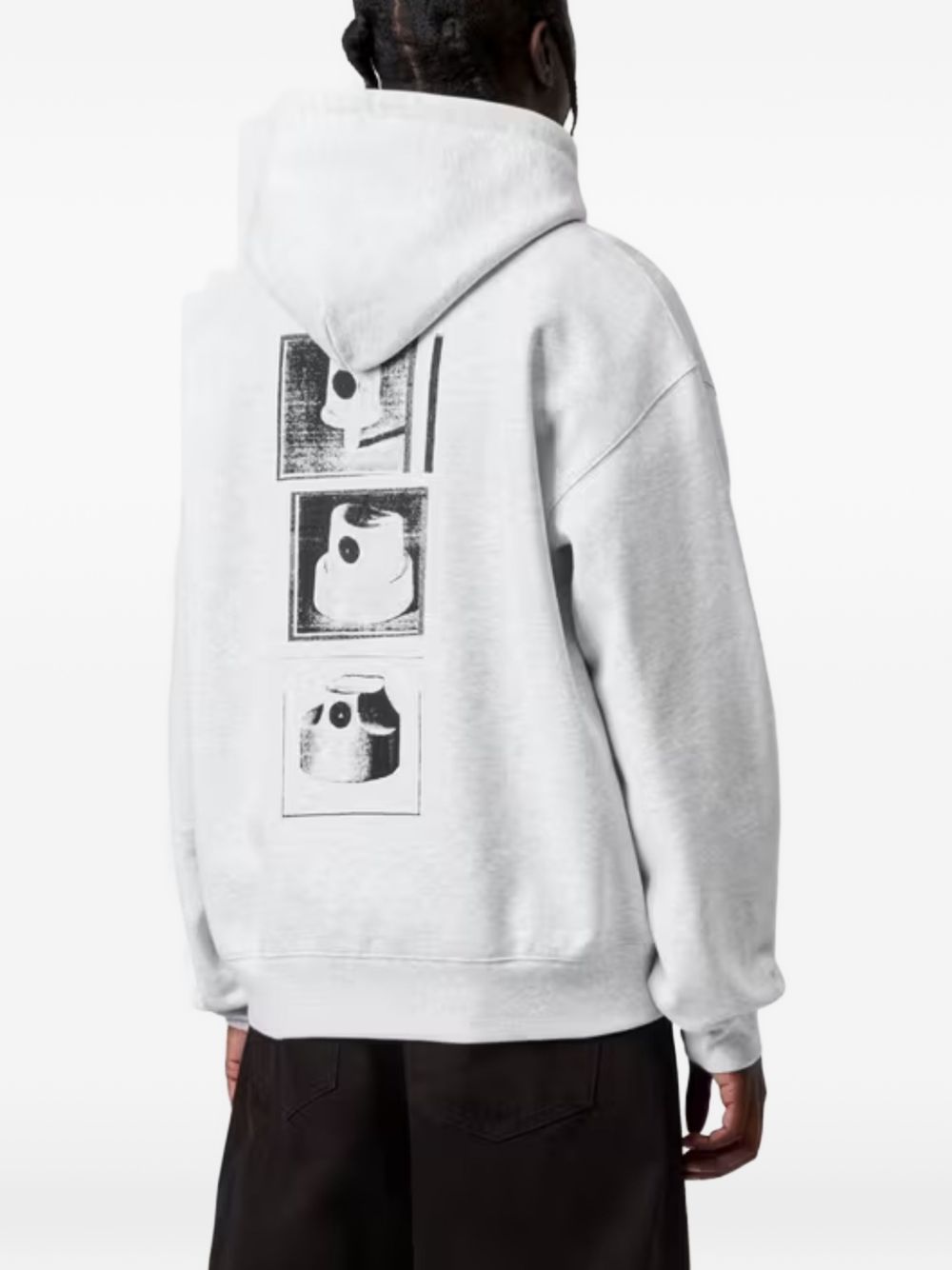 Carhartt WIP Pre Hooded Silk en Nylon Logo Sweatshirt Wit – detail kangoeroezak
