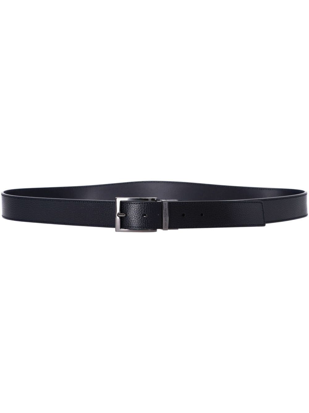 Emporio Armani Exclusive Kalfsleren Riem met Logogesp Zwart