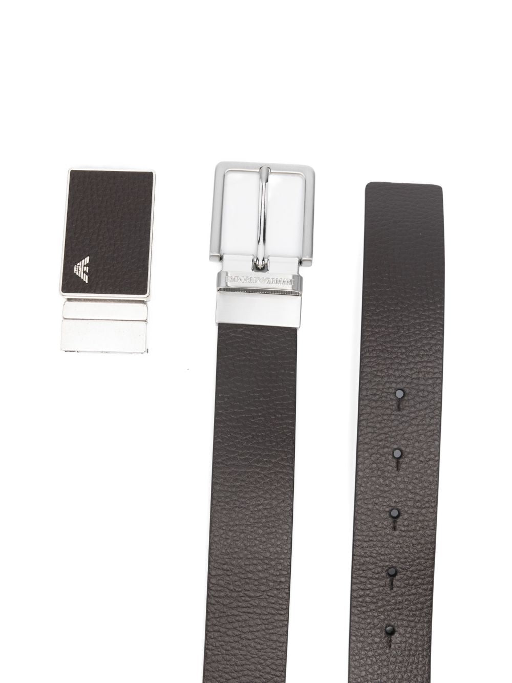 Emporio Armani Exclusive Omkeerbare Leren Riem met Logogesp Bruin Belts EMPORIO ARMANI EXCLUSIVE