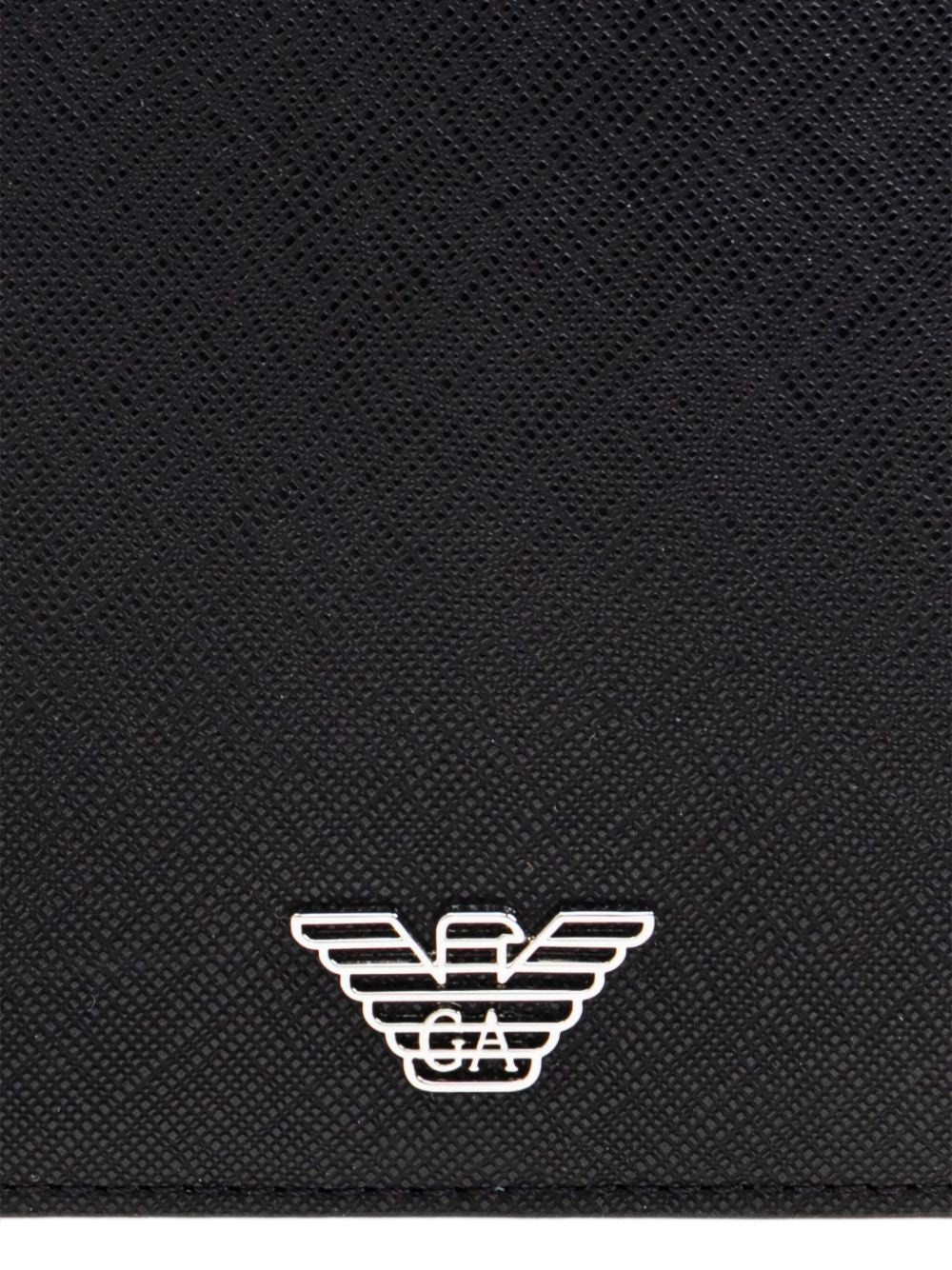 Emporio Armani ASV Saffiano Paspoorthouder Eagle Plate Zwart Small Leather Goods Emporio Armani