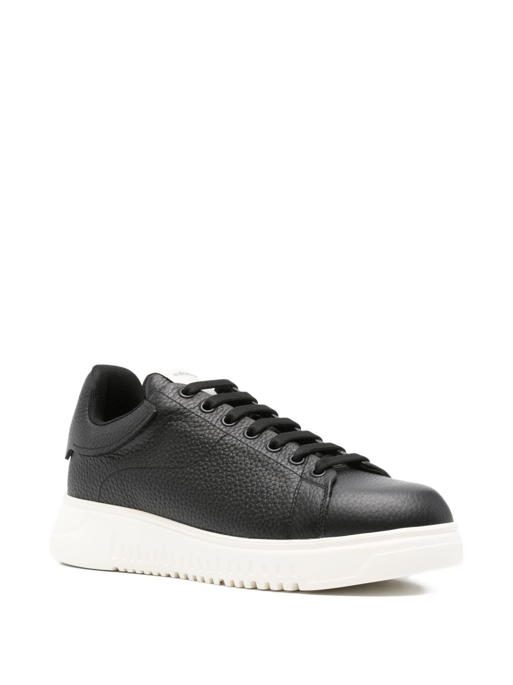 Emporio Armani Gekorreld Kalfsleren Chunky Sneakers Zwart Sneakers Emporio Armani