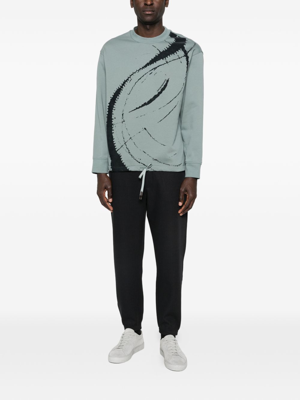 Emporio Armani Abstract Print Drawstring Sweatshirt Saliegroen Topwear Emporio Armani