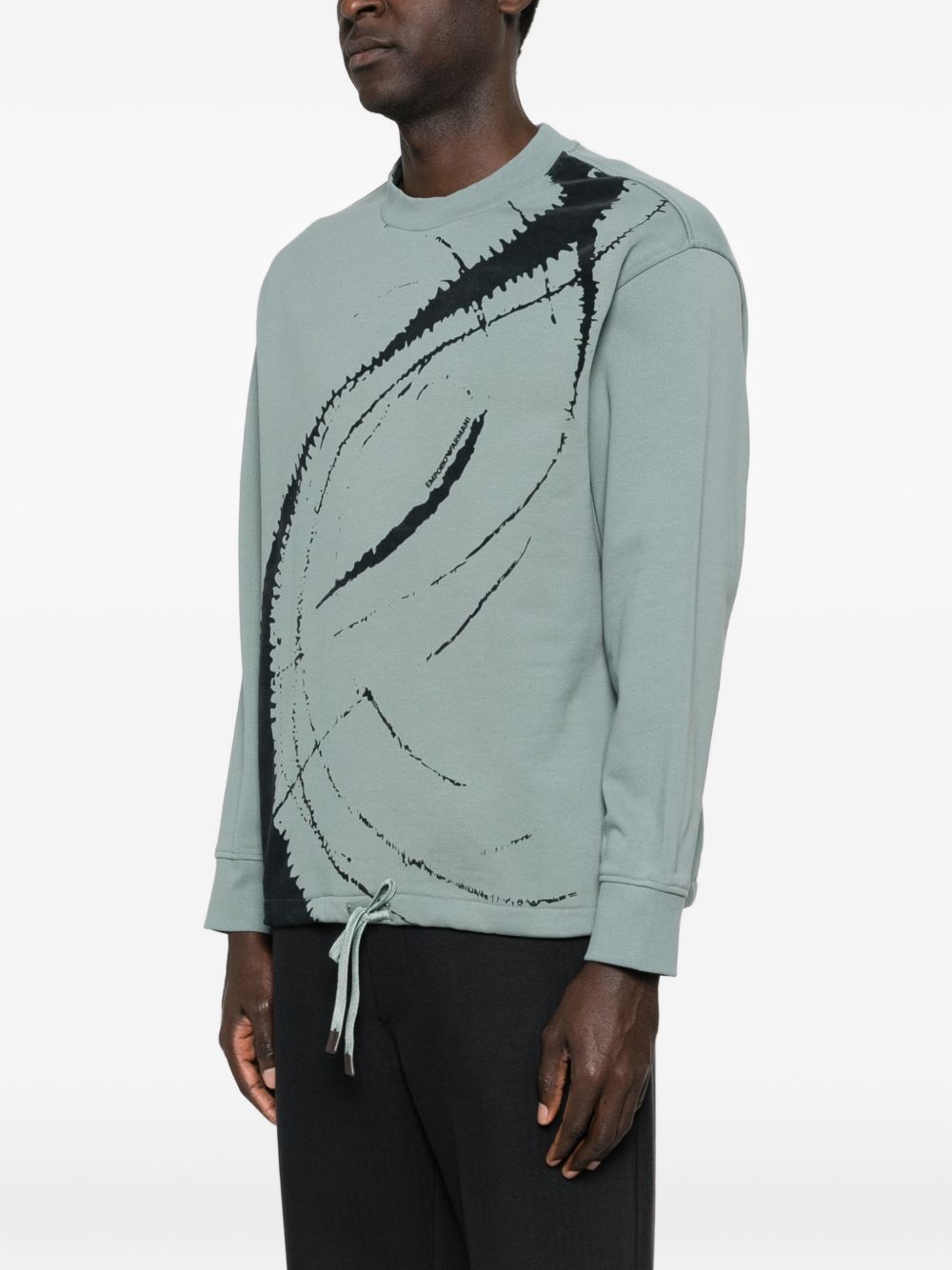 Emporio Armani Abstract Print Drawstring Sweatshirt Saliegroen Topwear Emporio Armani