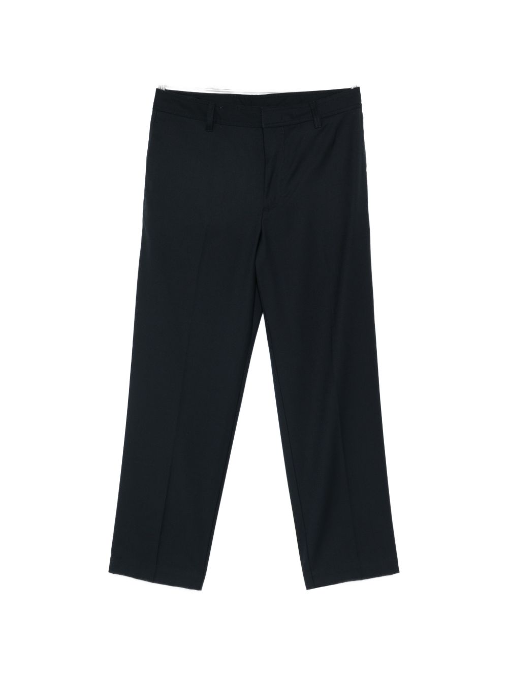 Emporio Armani Wollen Pantalon met Persvouw en Rechte Pijp Blauw Trousers Emporio Armani