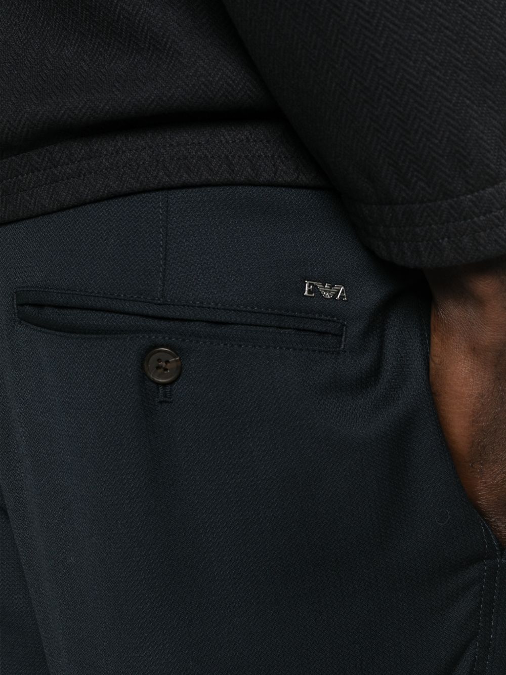 Emporio Armani Wollen Pantalon met Persvouw en Rechte Pijp Blauw Trousers Emporio Armani