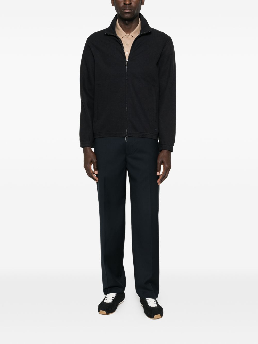 Emporio Armani Wollen Pantalon met Persvouw en Rechte Pijp Blauw Trousers Emporio Armani