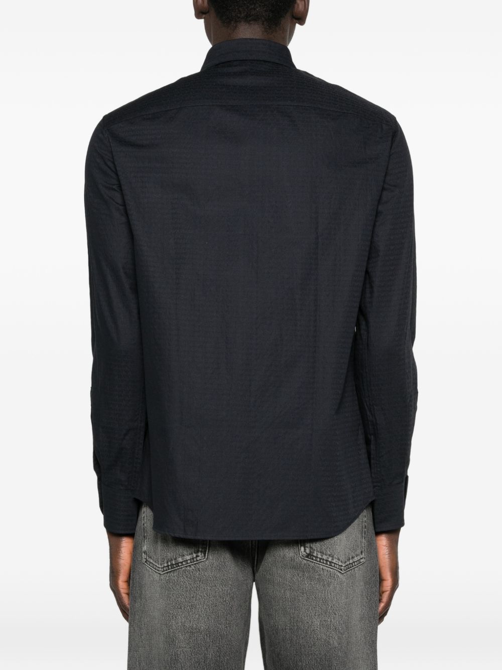 Emporio Armani Essential All-Over Jacquard Logo Overhemd Zwart Shirts Emporio Armani