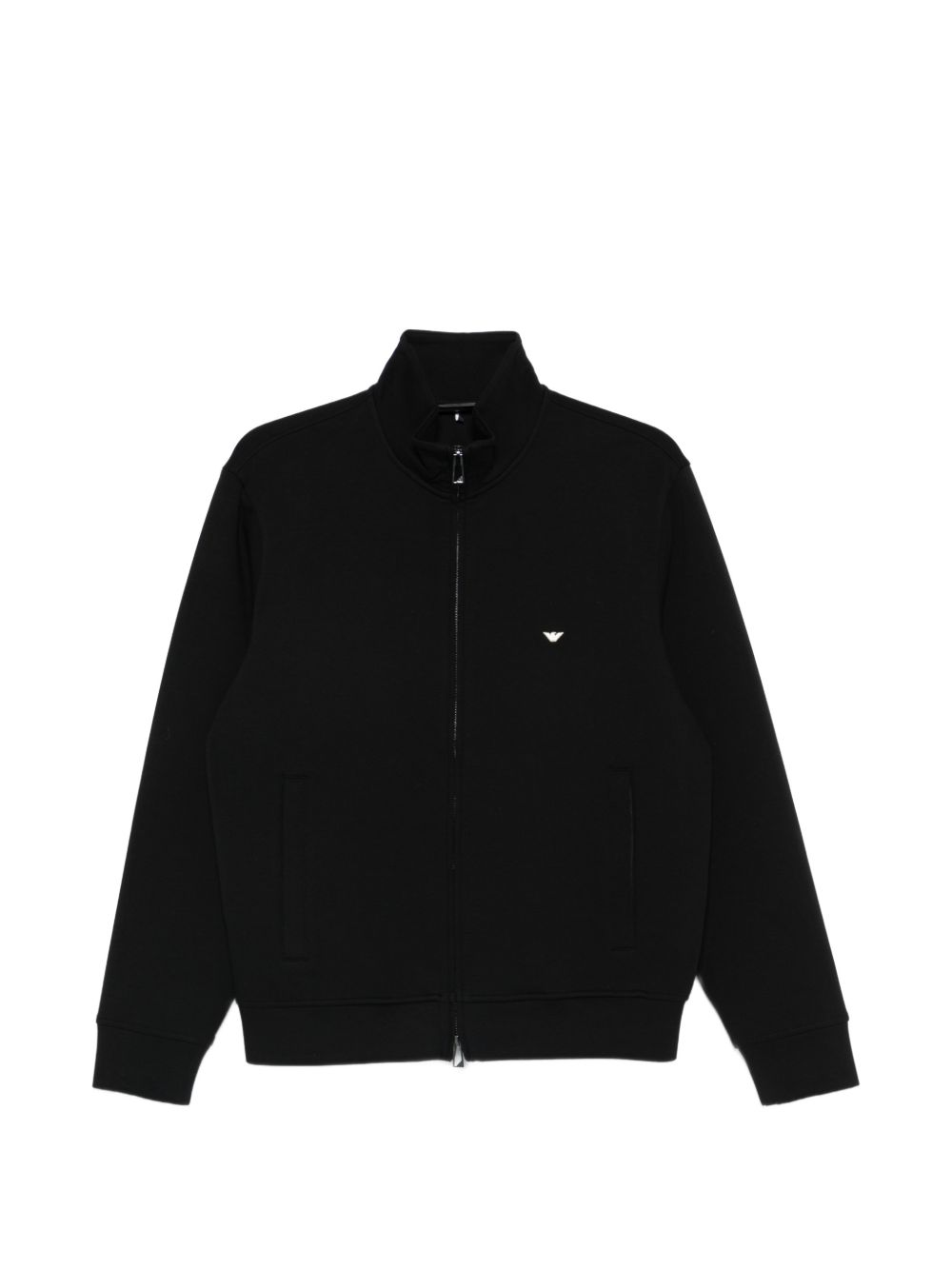 Emporio Armani Katoenen Zip-Sweater met Adelaarslogo Zwart Topwear Emporio Armani