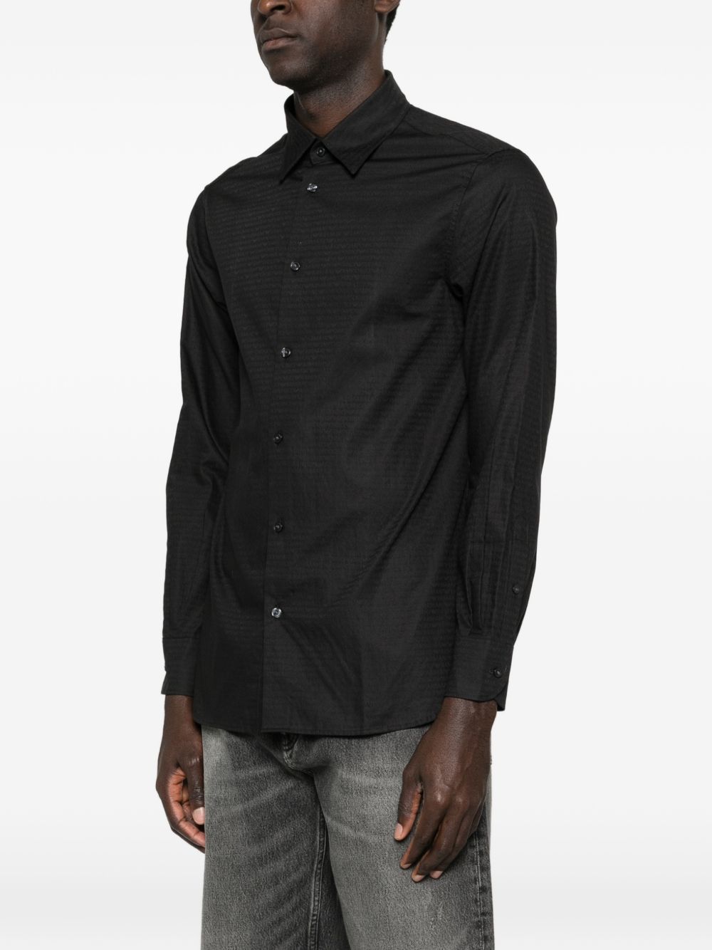 Emporio Armani Overhemd met Logojacquard Zwart-thumbmail-2