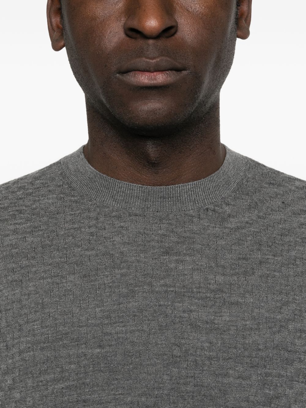 Emporio Armani Gebreide Virgin Wool Crew Neck Pullover Grijs Topwear Emporio Armani