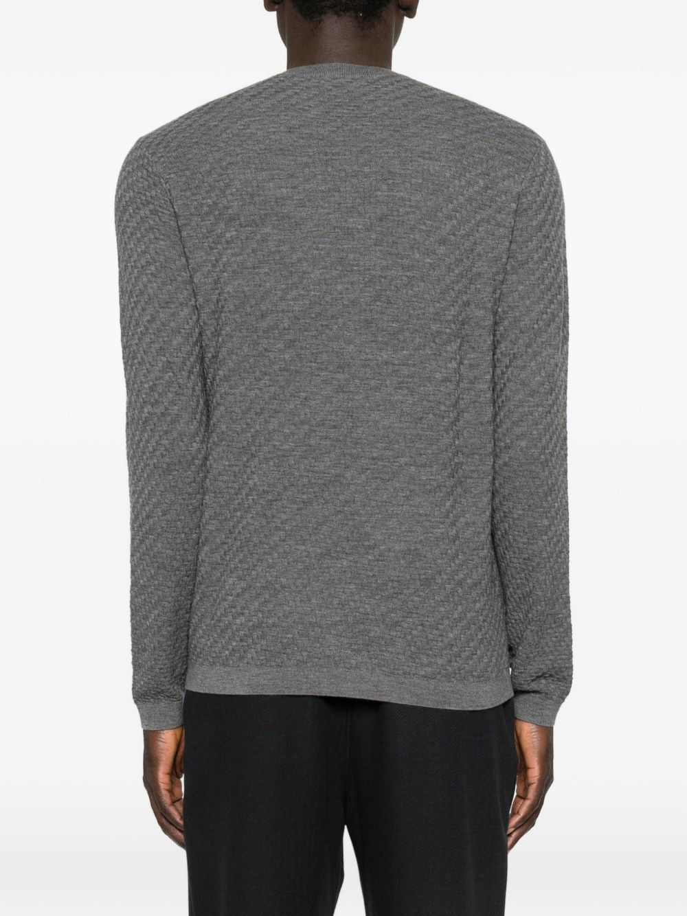 Emporio Armani Gebreide Virgin Wool Crew Neck Pullover Grijs Topwear Emporio Armani