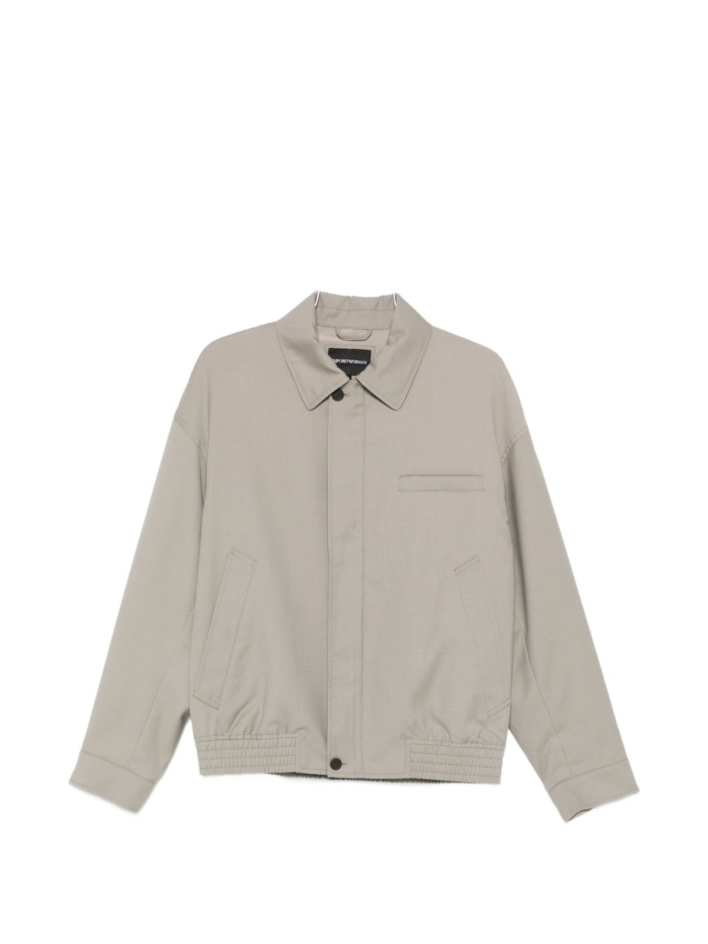 Emporio Armani Wollen Blouson met Visgraatpatroon Beige Jackets Emporio Armani