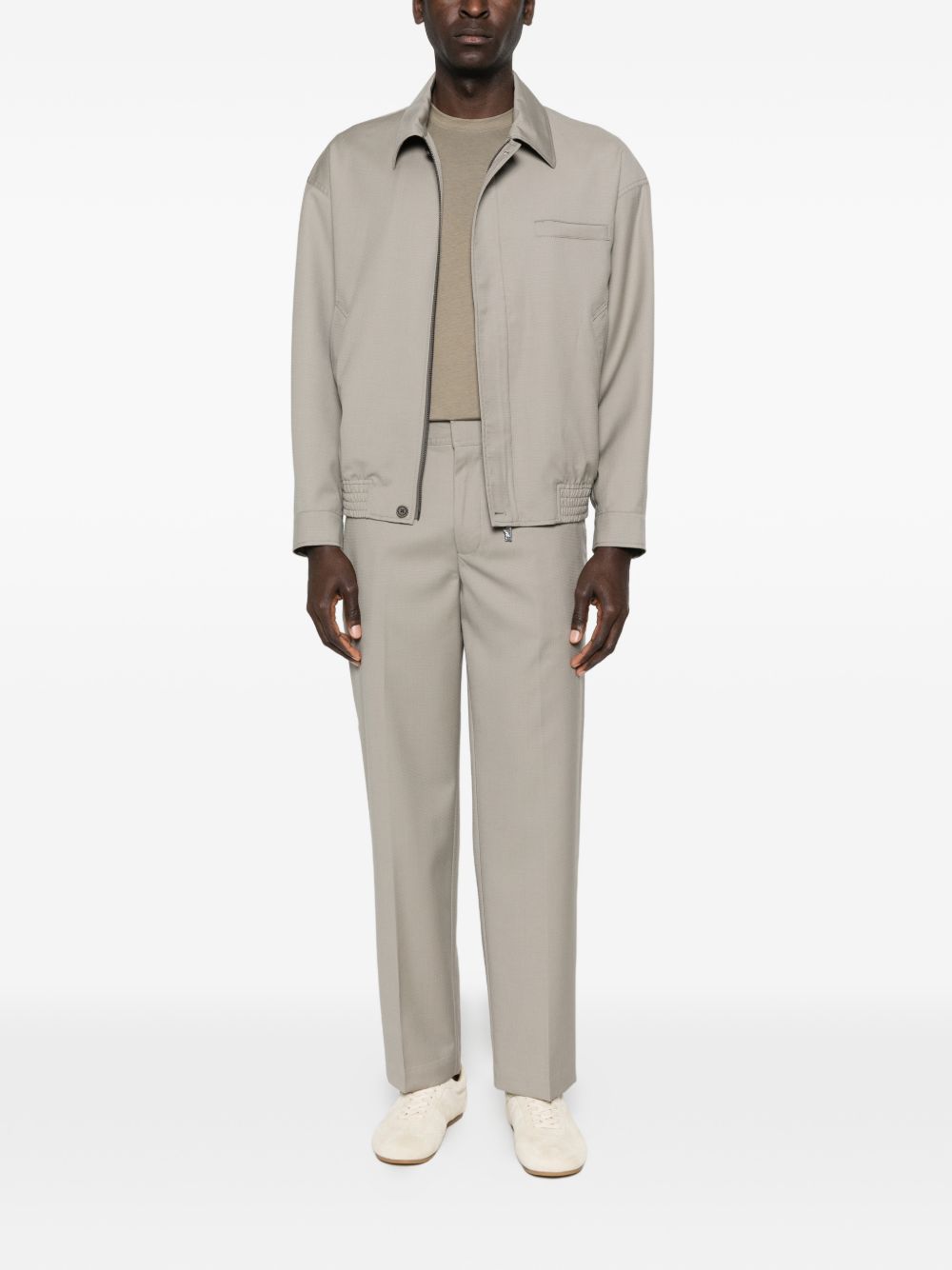 Emporio Armani Licht Getextureerde Visgraat Wollen Pantalon Beige Trousers Emporio Armani