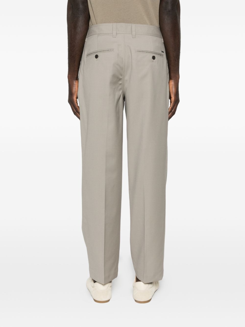 Emporio Armani Licht Getextureerde Visgraat Wollen Pantalon Beige Trousers Emporio Armani