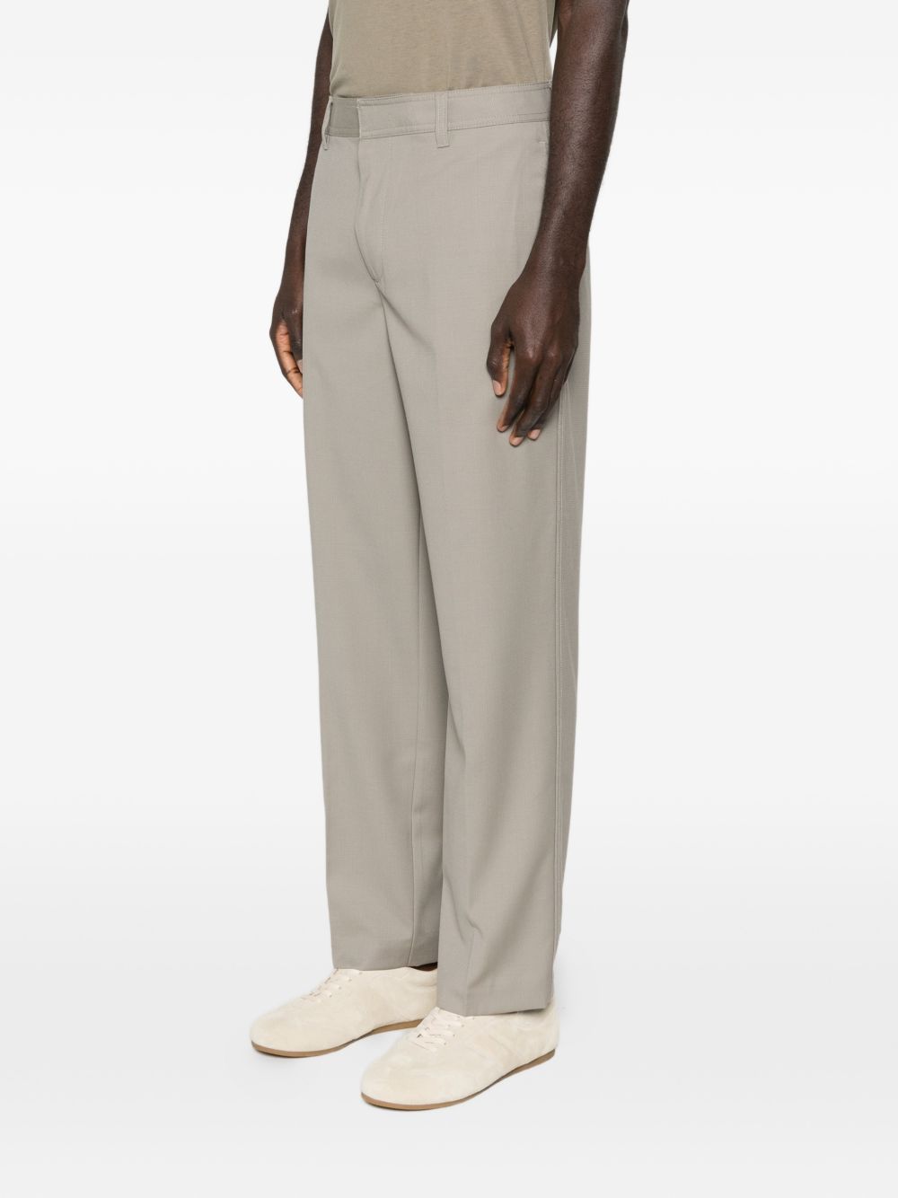 Emporio Armani Licht Getextureerde Visgraat Wollen Pantalon Beige Trousers Emporio Armani