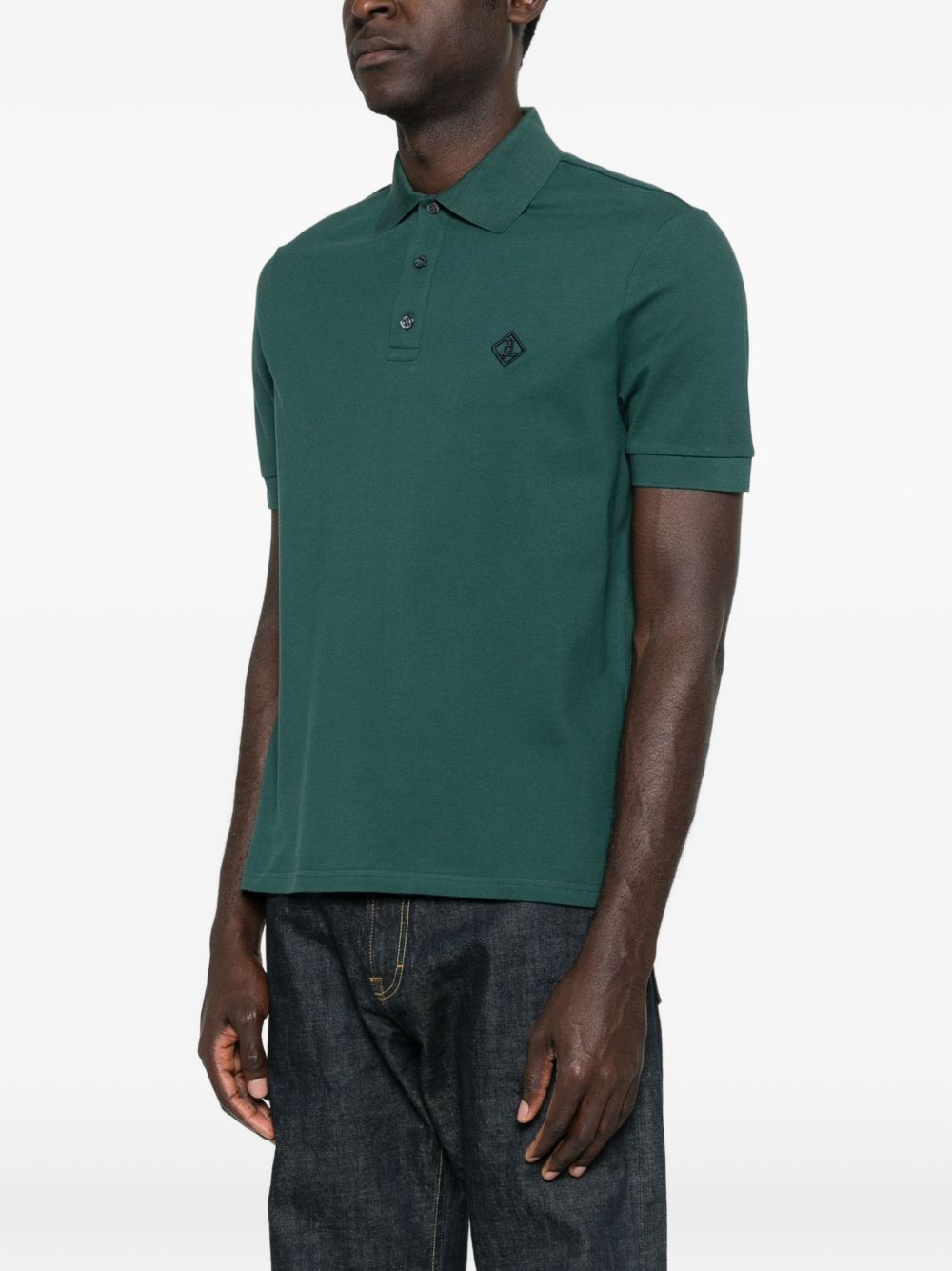 Herno Jersey Knit Effect Polo Militair Groen - achteraanzicht