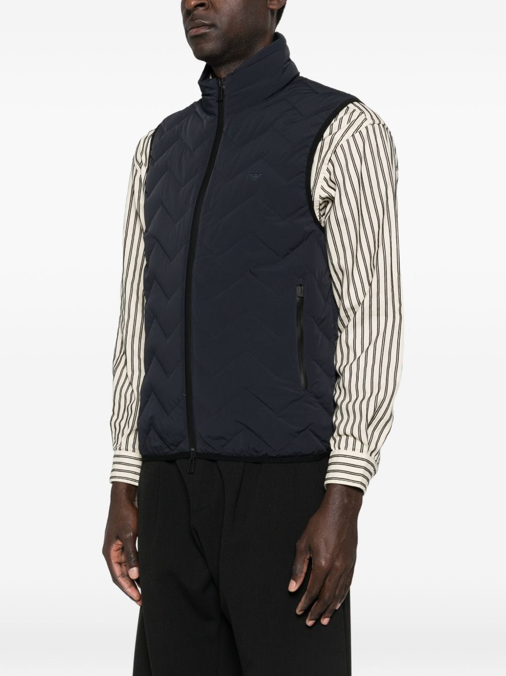 Emporio Armani Essential Chevron Gequilte Bodywarmer Donkerblauw-thumbmail-2