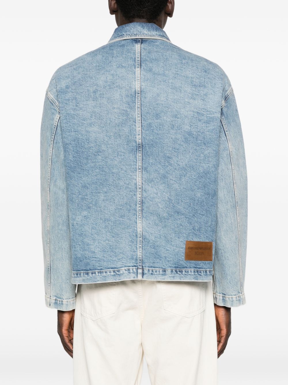 Emporio Armani Icon Stretch Denim Workwear Blouson Lichtblauw Jackets Emporio Armani