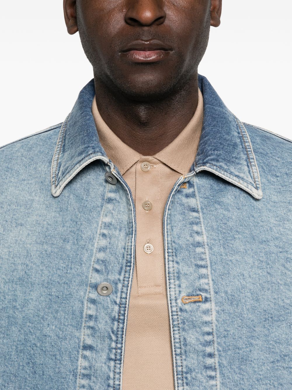 Emporio Armani Icon Stretch Denim Workwear Blouson Lichtblauw Jackets Emporio Armani