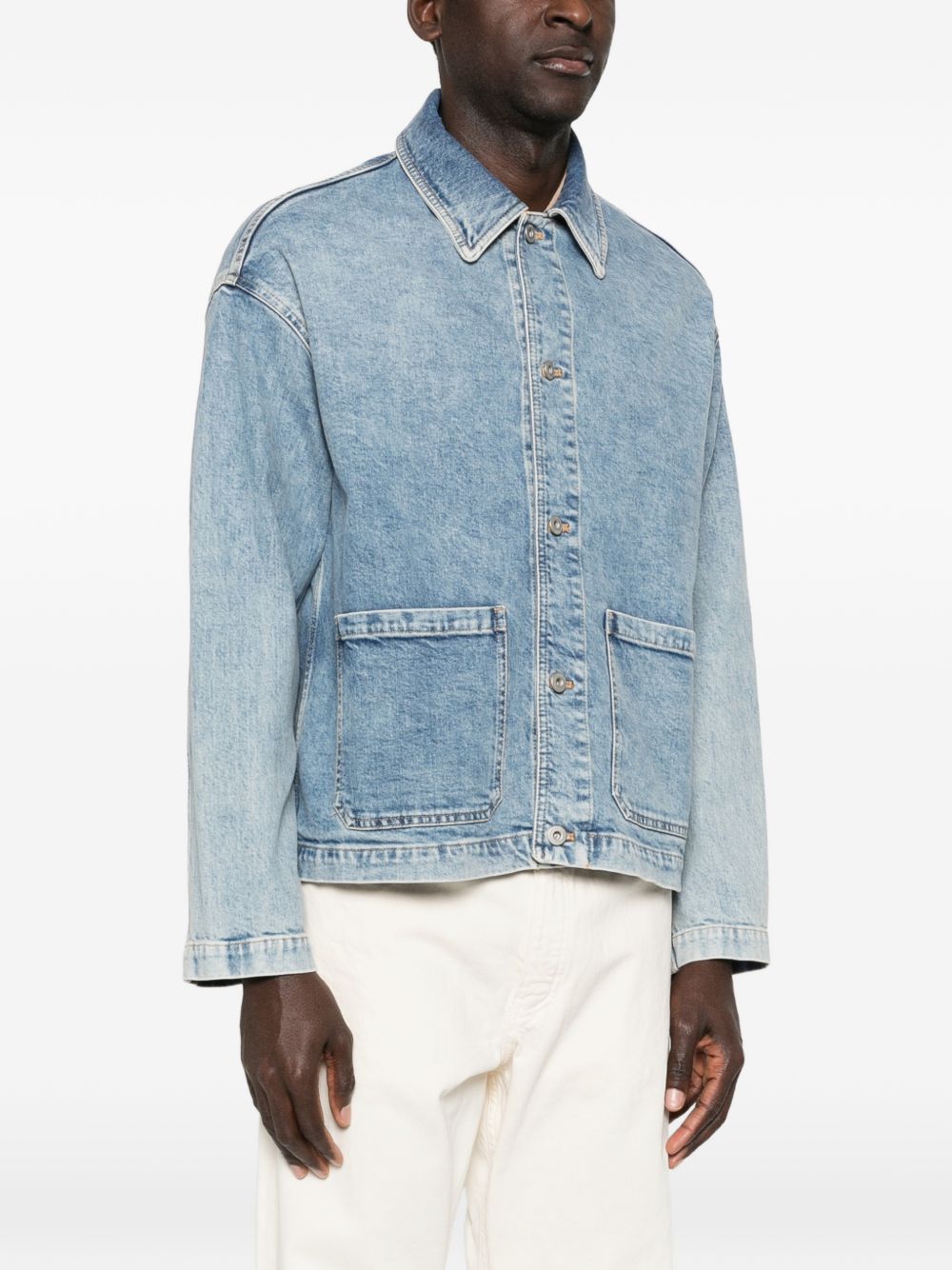 Emporio Armani Icon Stretch Denim Workwear Blouson Lichtblauw Jackets Emporio Armani