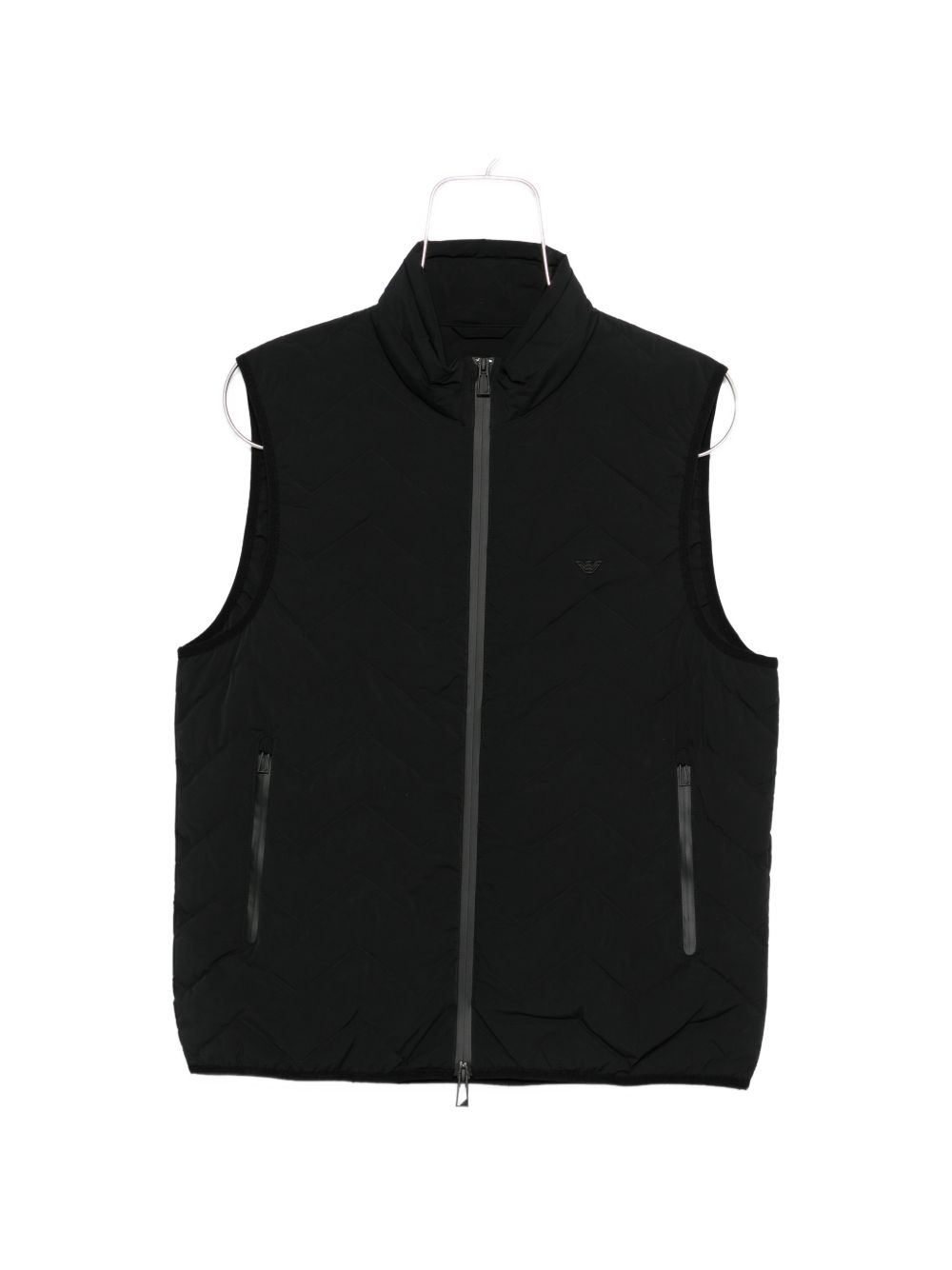 Emporio Armani zwarte donsbodywarmer, vooraanzicht
