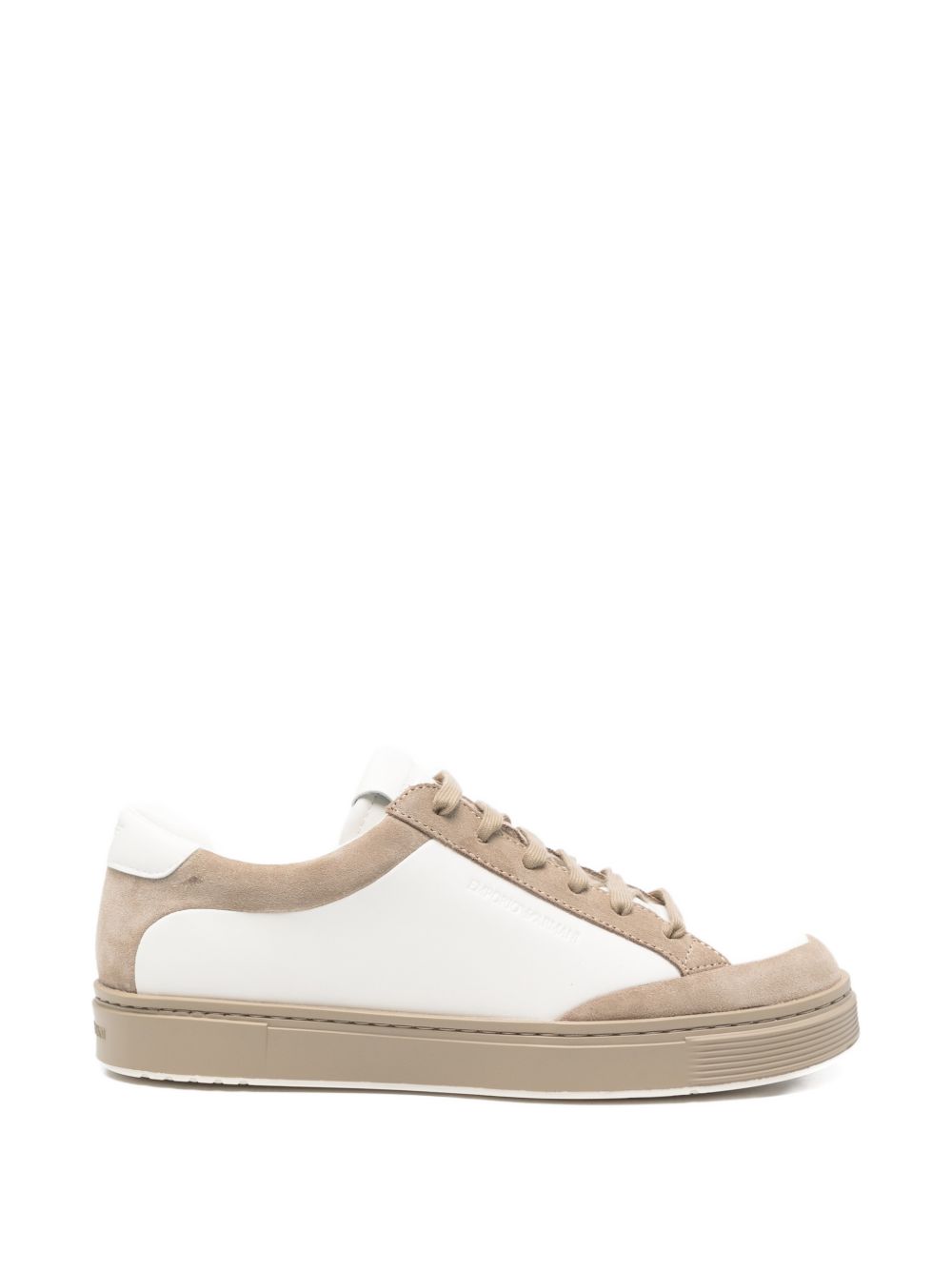Emporio Armani Sneakers van Suède en Leer in Wit en Beige Sneakers Emporio Armani
