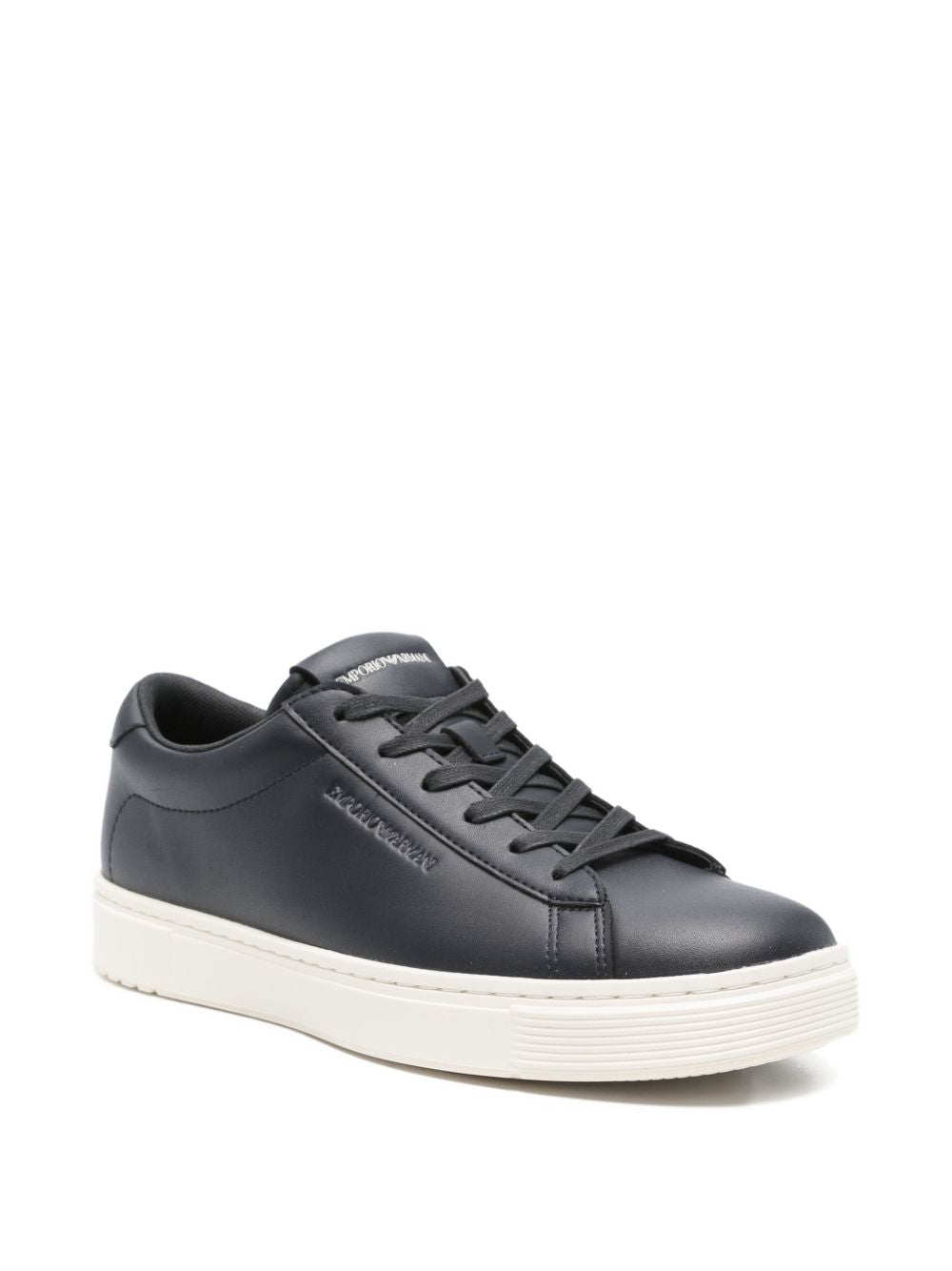 Emporio Armani Leren Veterschoenen Sneakers Donkerblauw-thumbmail-2